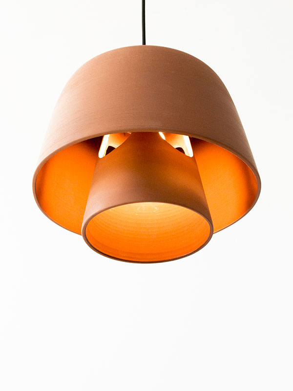 Red ceramic lamp by Martín Azúa